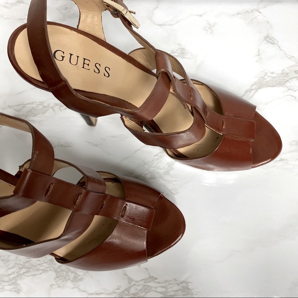 Guess Brown Platform Open Toe Stiletto - Picture 2 of 7